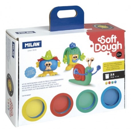 MALETÍ PASTA TOVA SOFT DOUGH. 4 POTS AMB EINES. CARES DIVERTIDES