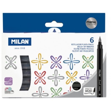 ESTOIG RETOLADORS MILAN.PUNTA PINZEL 6 COLORS METAL.LIZATS