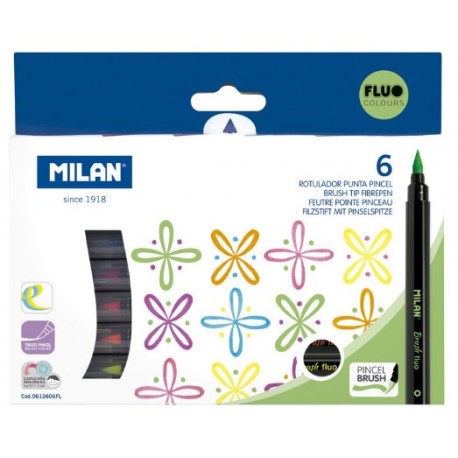 ESTOIG RETOLADORS MILAN.PUNTA PINZEL 6 COLORS FLUORS
