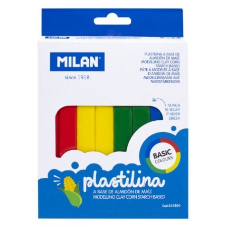PLASTILINA MILAN BASE BLAT. PACK 4 COLORS BÀSICS. 330 GRS