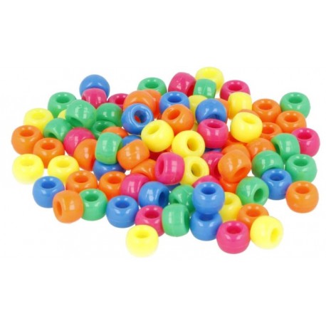 BOLES PLÀSTIC PER ENFILAR MULTICOLOR 9 MM. NEÓN. 400 PECES