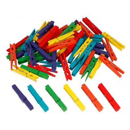 PINCES FUSTA COLORS 72 x 10 MM. PAQUET 60 UNITATS ASSORTIDES