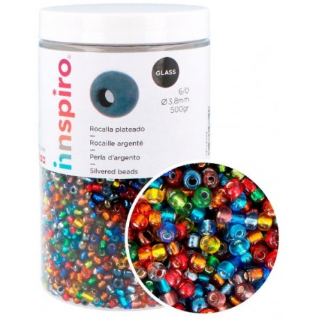POR ROCALLA DE VIDRE RODONA PLATEJADA, ASSORTITS 3,8 MM. 500 GRS