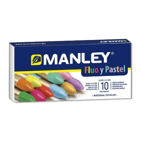 COLORS FLUOR I PASTELS CERA AQUAREL.LABLE MANLEY CAPSA 10 BARRES