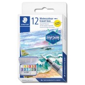 AQUAREL·LES STAEDTLER CAPSA 12 PASTILLES METAL·LIC + PINZELL + ESPONJA