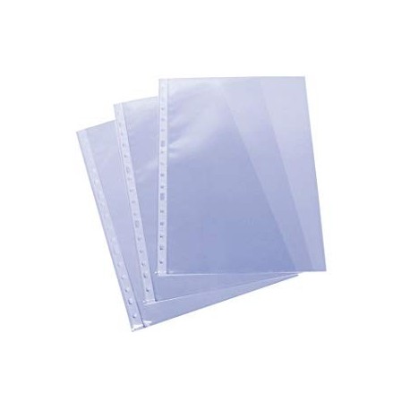 FUNDA PERFORADA PLÀSTIC TRANSPARENT. DIN A4 2 - 4 - 11 FORATS. CAIXA 100 UNITATS