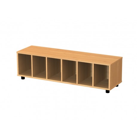 BANC CASELLER. 6 CASELLES. 34 X 120 X 34 CM. FUSTA FAIG AMB POTES