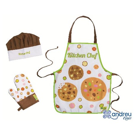 OFERTA - CONJUNT CHEF. DAVANTAL, BARRET I GUANT. LLARG 55 CM.  JOGUINA A PARTIR DE 3 ANYS.