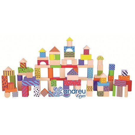 WOODEN BLOCKS 100 PECES FUSTA.  JOGUINA A PARTIR DE 2 ANYS