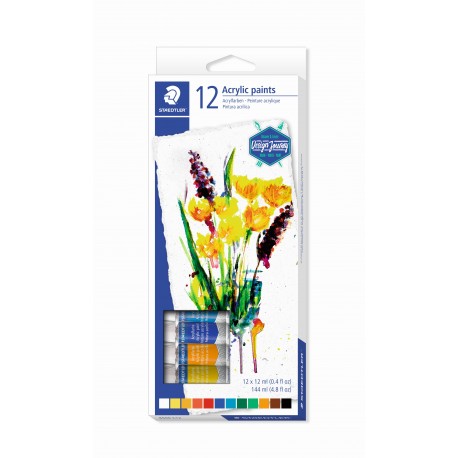 PINTURES ACRÍLIQUES STAEDTLER 8500 C12. TUB 12ML. 12 COLORS ASSORTITS