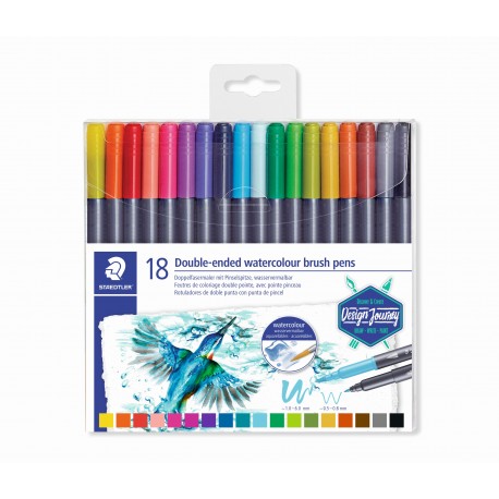 RETOLADORS DOBLE PUNTA FINA I PINZELL AQUAREL·LABLE STAEDTLER 3001 TB18. 18 UNITATS