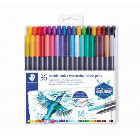 RETOLADORS DOBLE PUNTA FINA I PINZELL AQUAREL·LABLE STAEDTLER 3001 TB36. 36 UNITATS