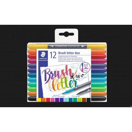 ESTOIG RETOLADORS STAEDTLER 3004TB12. PUNTA FINA I PINZELL. 12 COLORS ASSORTITS