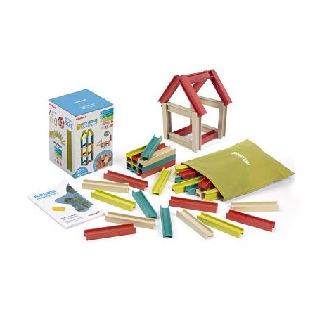 ECO BEAMS BUILDING. SET 32 PECES DE MATERIALS ECO FRIENDLY AMB GUIA DIDÀCTICA