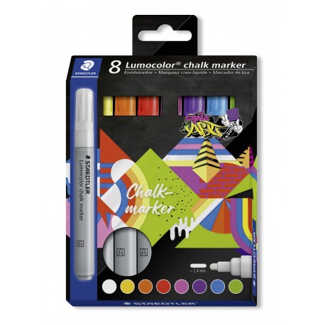 ESTOIG RETOLADORS MARKER 344 PER A VIDRE. 8 COLORS ASSORTITS