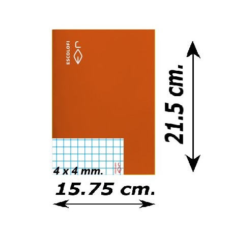 LLIBRETA QUART TAPA DURA 50 FULLS. QUADRÍCULA 4 MM: TARONJA