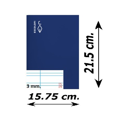 LLIBRETA QUART TAPA DURA 50 FULLS. DOBLE RATLLA 3 MM: BLAU