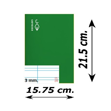 LLIBRETA QUART TAPA DURA 50 FULLS. DOBLE RATLLA 3 MM: VERD