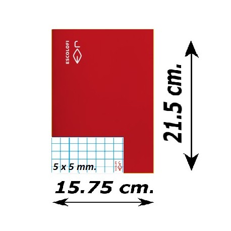 LLIBRETA QUART TAPA DURA 50 FULLS. QUADRÍCULA 5 MM: VERMELL