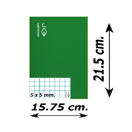 LLIBRETA QUART TAPA DURA 50 FULLS. QUADRÍCULA 5 MM: VERD