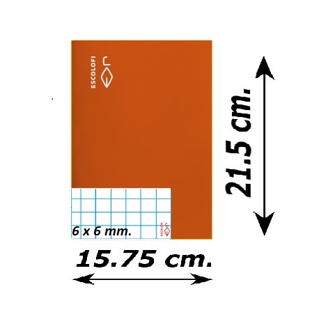 LLIBRETA QUART TAPA DURA 50 FULLS. QUADRÍCULA 6 MM: TARONJA