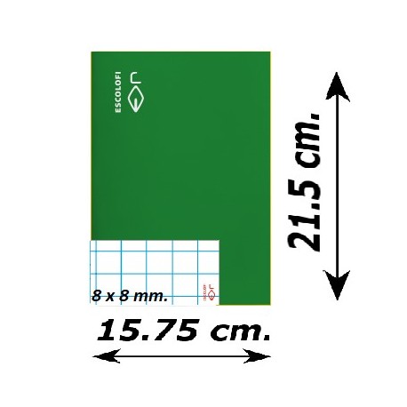 LLIBRETA QUART TAPA DURA 50 FULLS. QUADRÍCULA 8 MM: VERD