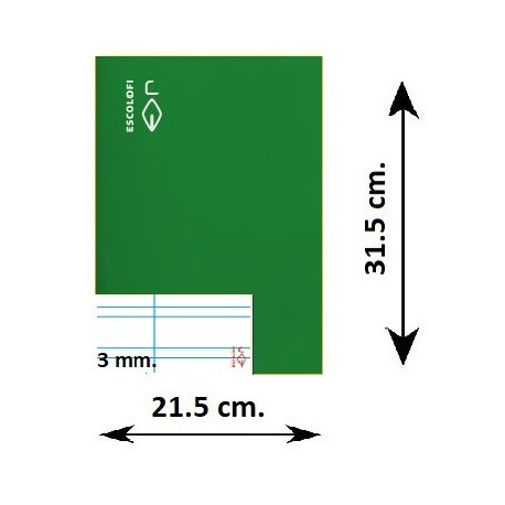 LLIBRETA FOLI TAPA DURA 50 FULLS. DOBLE RATLLA 3 MM: VERD