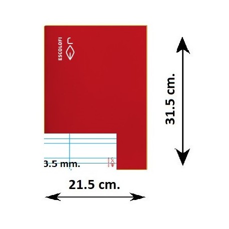 LLIBRETA FOLI TAPA DURA 50 FULLS. DOBLE RATLLA 3,5 MM: VERMELL