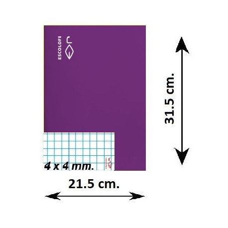 LLIBRETA FOLI TAPA DURA 50 FULLS. QUADRÍCULA 4 MM: LILA