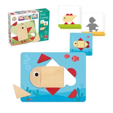 FIRTS FORMS 7 PECES 6 TAULERS I 20 CARTES PER FORMAR FIGURES + 3 ANYS