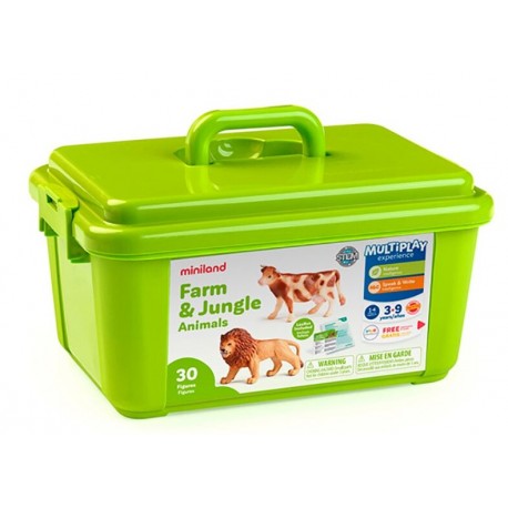 CONTENIDOR ANIMAL. POT 30 FIGURES ANIMALS SALVATGES I GRANJA. JOGUINA A PARTIR DE 3 A 9 ANYS