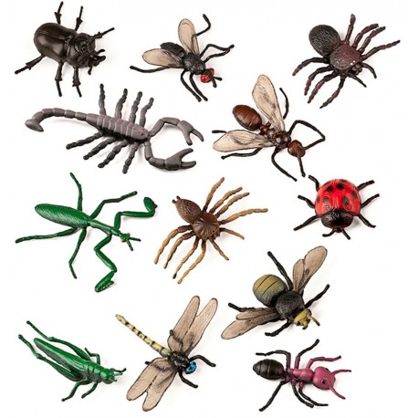 INSECTES. 12 UNITATS DE PLÀSTIC DE 3 I 7 CM.  JOGUINA A PARTIR DE 3 A 9 ANYS