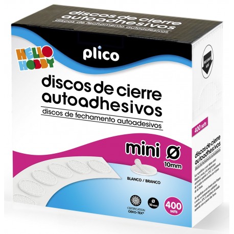 DISC TANCAMENT VELCRO ADHESIU MINI 10 MM. BLANC. 400 PECES