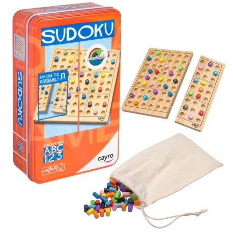 SUDOKU. JOC LÓGICA 81 PECES + TAULER FUSTA. AMB CAIXA METALL