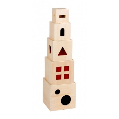 TRASLUCEN STACKING. 5 CUBS APILABLES FUSTA 12 x 12 x 12 CM.