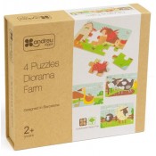 LA GRANJA, 4 PUZZLES DE 12 PECES PER FORMAR DIORAMA DE 48 PECES. 19,6 X 13,6 X 3 CM. JOGUINA A PARTIR DE 2 ANYS