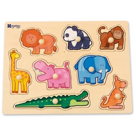 ENCAIX ANIMALS SELVA. FUSTA 8 PECES 30 x 22,5 x 1 CM. JOGUINA A PARTIR DE 18 MESOS.