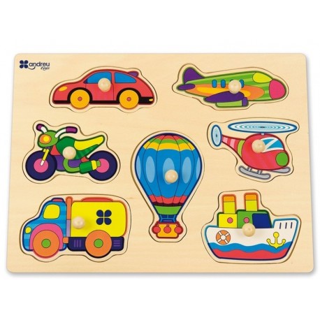 ENCAIX TRANSPORTS. FUSTA 7 PECES 30 X 22,5 X 1 CM. JOGUINA A PARTIR DE 1 ANY